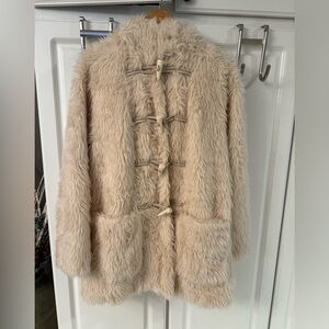 A.L.C. Winston Faux Fur Hooded Coat ALC Ivory Beige Size M Jacket $695 NWOT